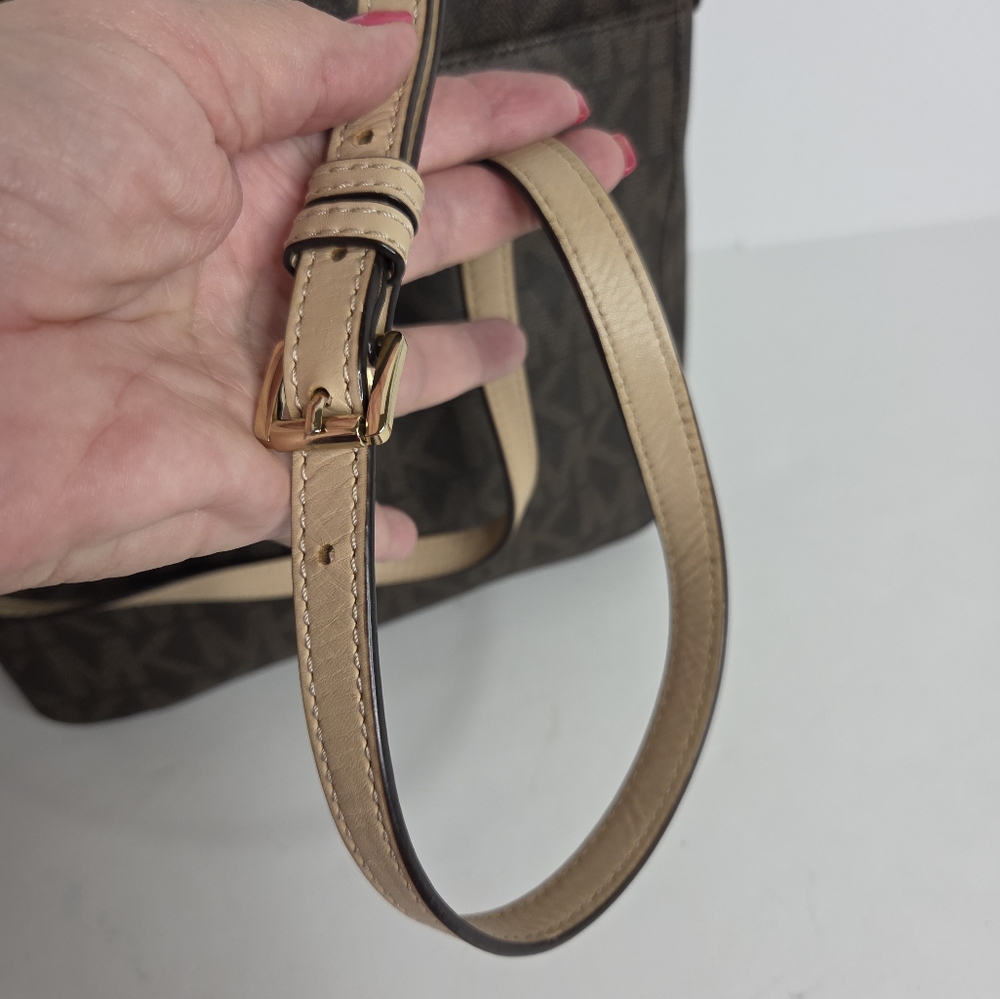 MICHAEL Michael Kors Jet Setter Large Brown Logo Crossbody Bag - Picture 8 of 16